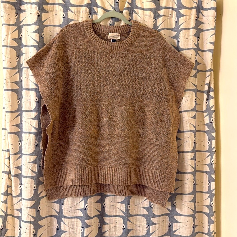 Crew neck neutral oversize poncho